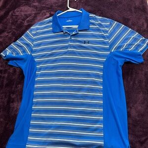 Under Armour Men's Blue and White Polo Shirt